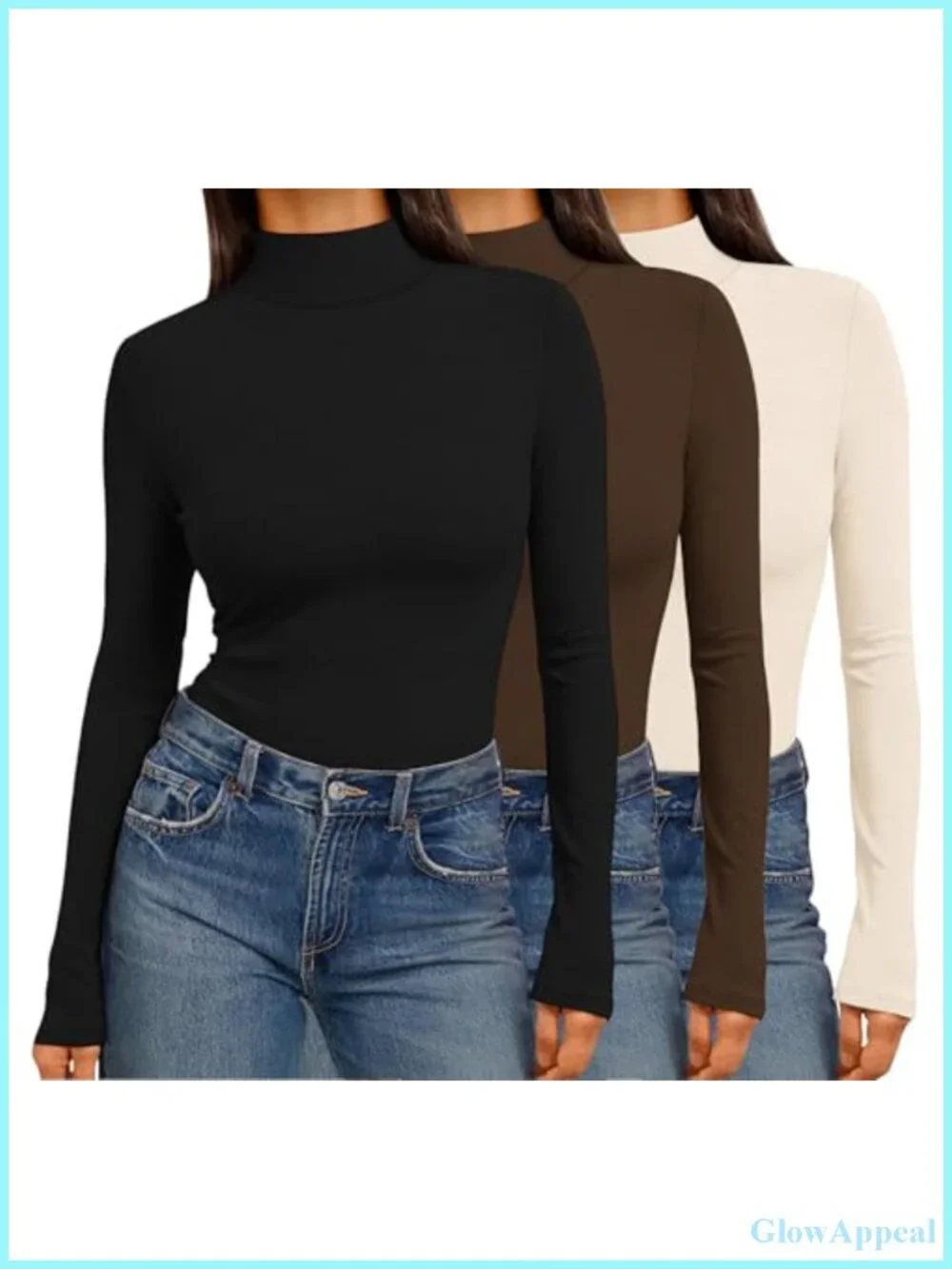 Mock Turtleneck Long Sleeve Top Set Stretch Base Layer Slim Fit Thermal